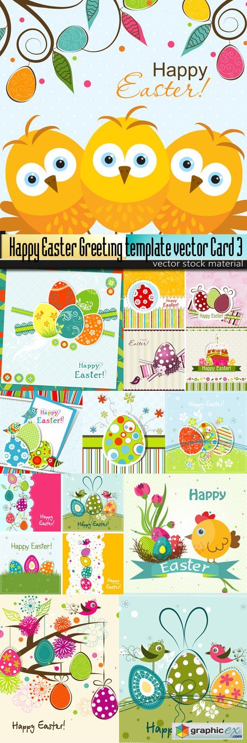 Happy Easter Greeting template vector Card 3
