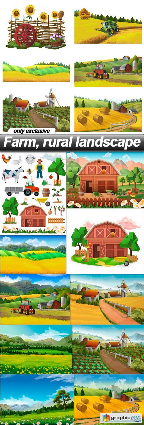 Farm, rural landscape - 11 EPS