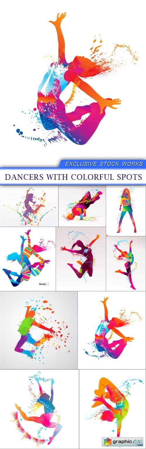 Dancers with colorful spots 10X EPS