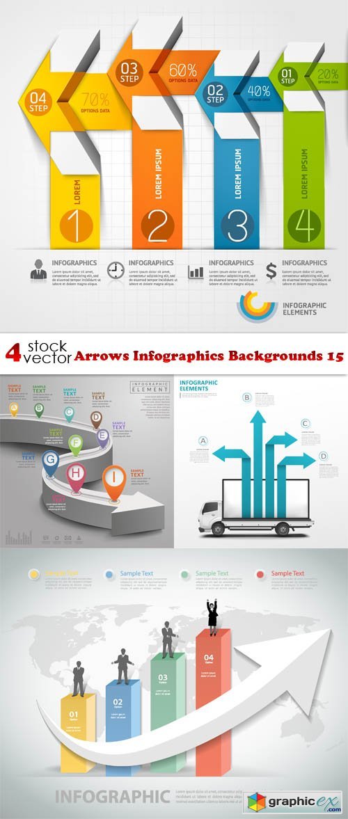 Vectors - Arrows Infographics Backgrounds 15