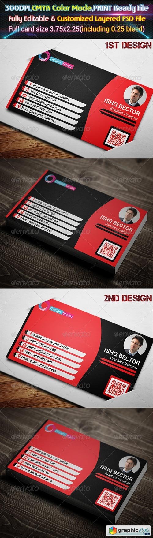 2 Style Red Business Card