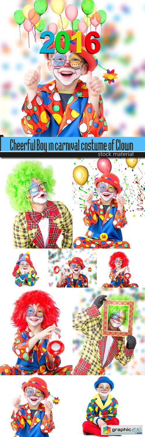 Cheerful Boy in carnival costume of Clown
