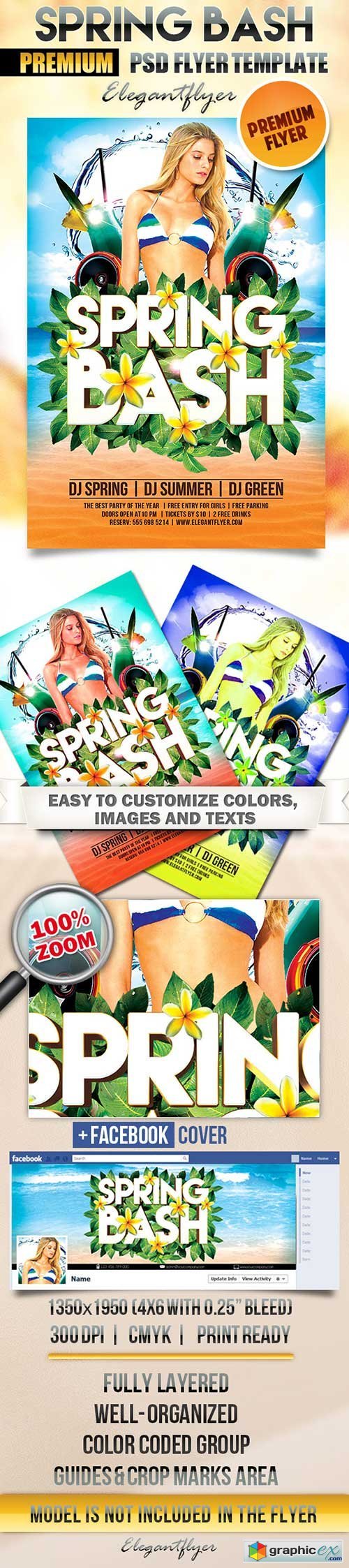 Spring Bash  Flyer PSD Template + Facebook Cover