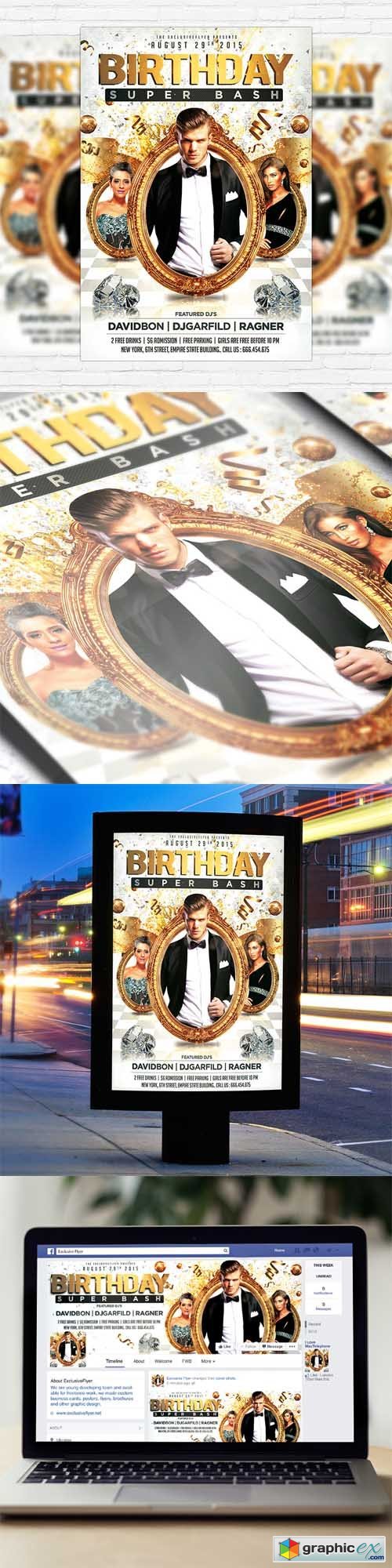 Birthday Super Bash - Flyer Template + Facebook Cover