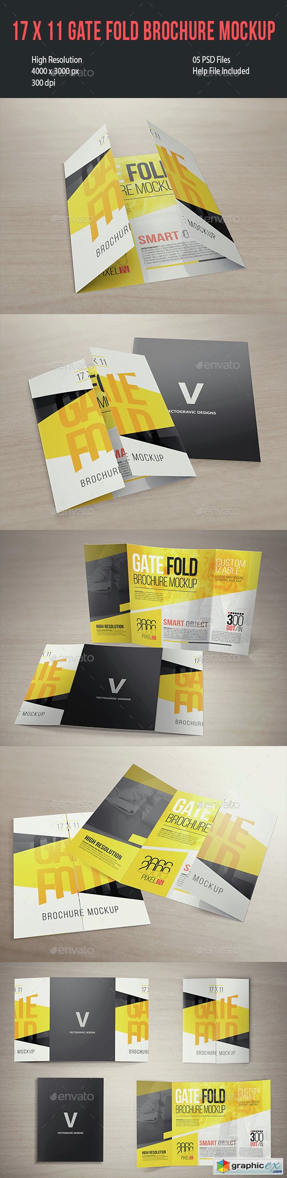 17 x 11 Gate Fold Brochure Mockup