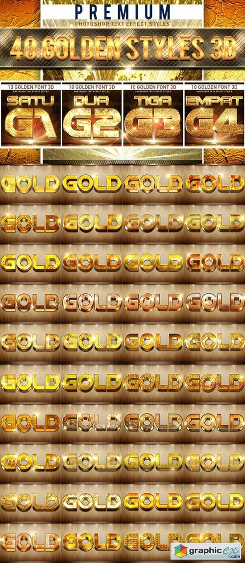 40 Golden Font 3D