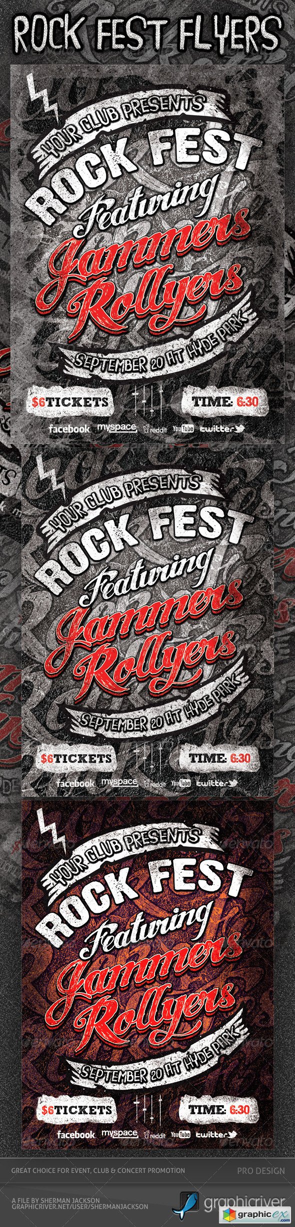 Rock Fest Typographic Flyer PSD Template