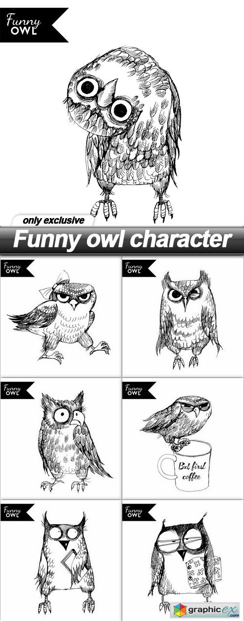 Funny owl character - 7 EPS