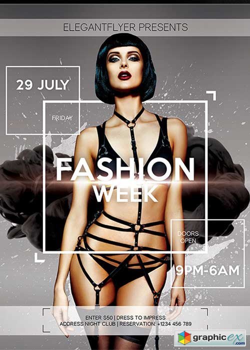 Fashion Week Flyer PSD Template + Facebook Cover