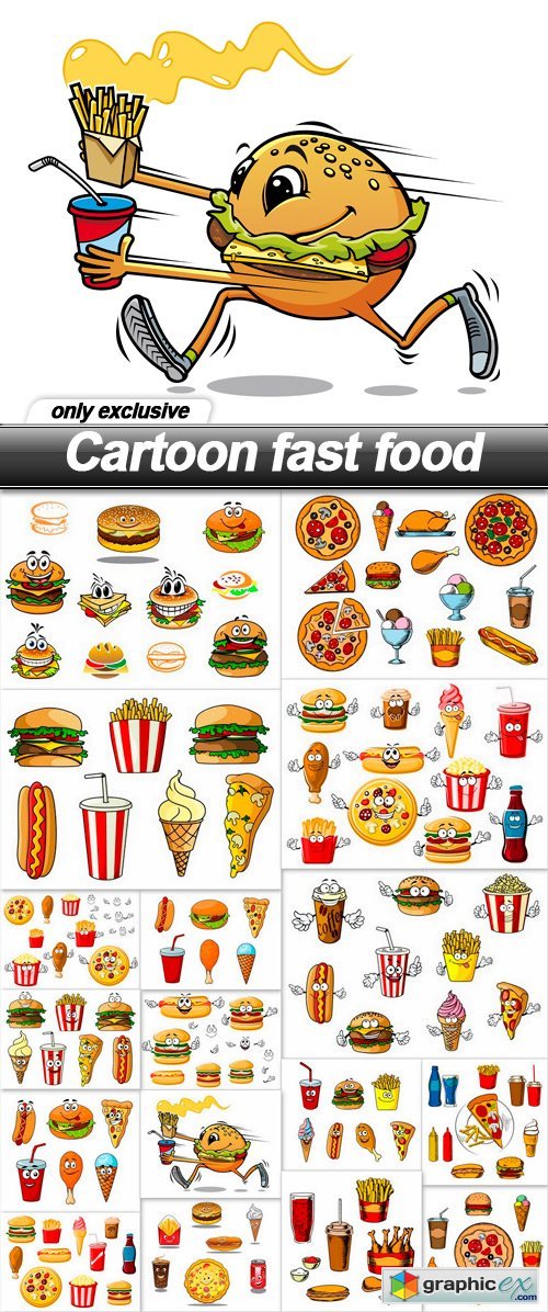Cartoon fast food - 17 EPS