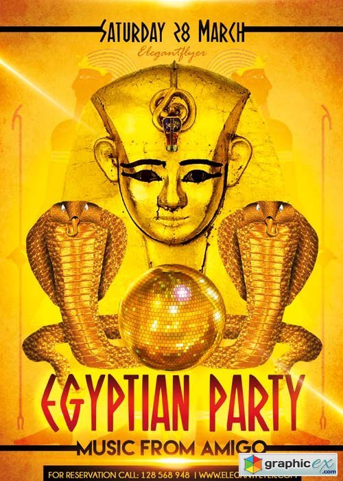 Egyptian Party V02 Flyer PSD Template + Facebook Cover