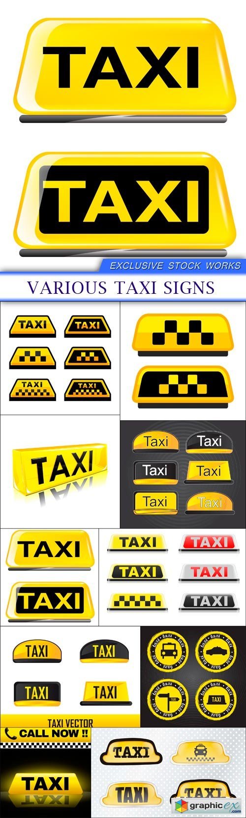 Various Taxi Signs 10X EPS