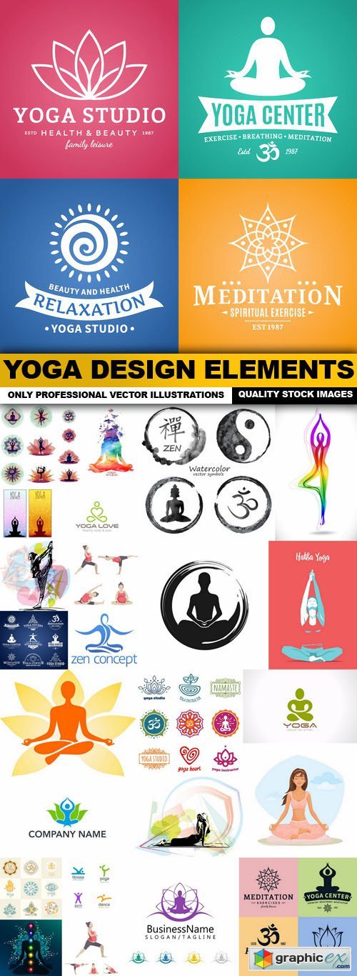 Yoga Design Elements - 25 Vector