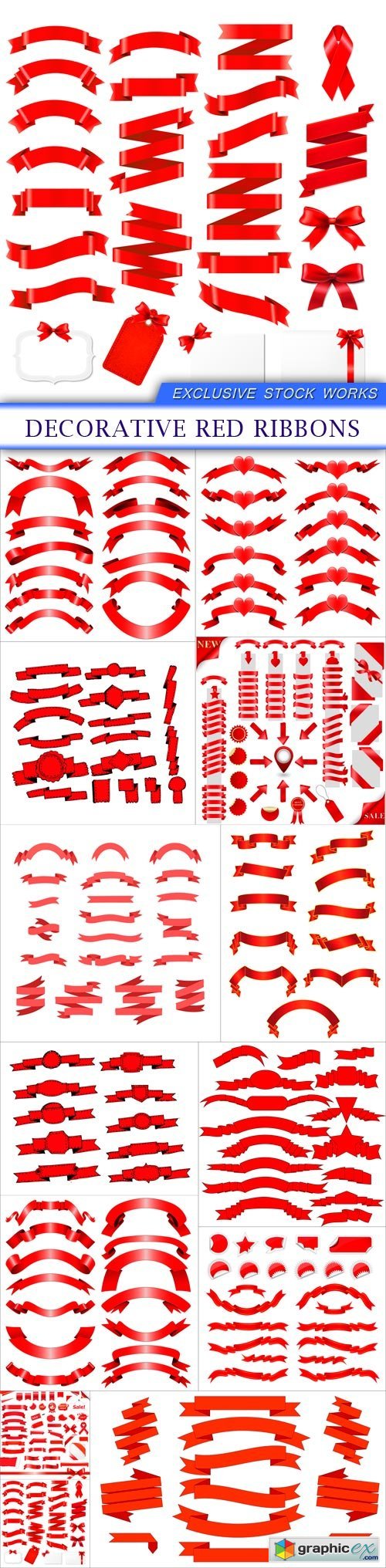 Decorative red ribbons 13x EPS