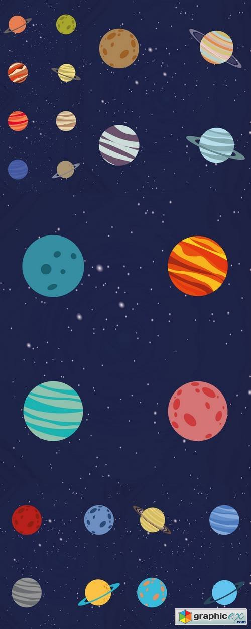 Abstract Cartoon Planets