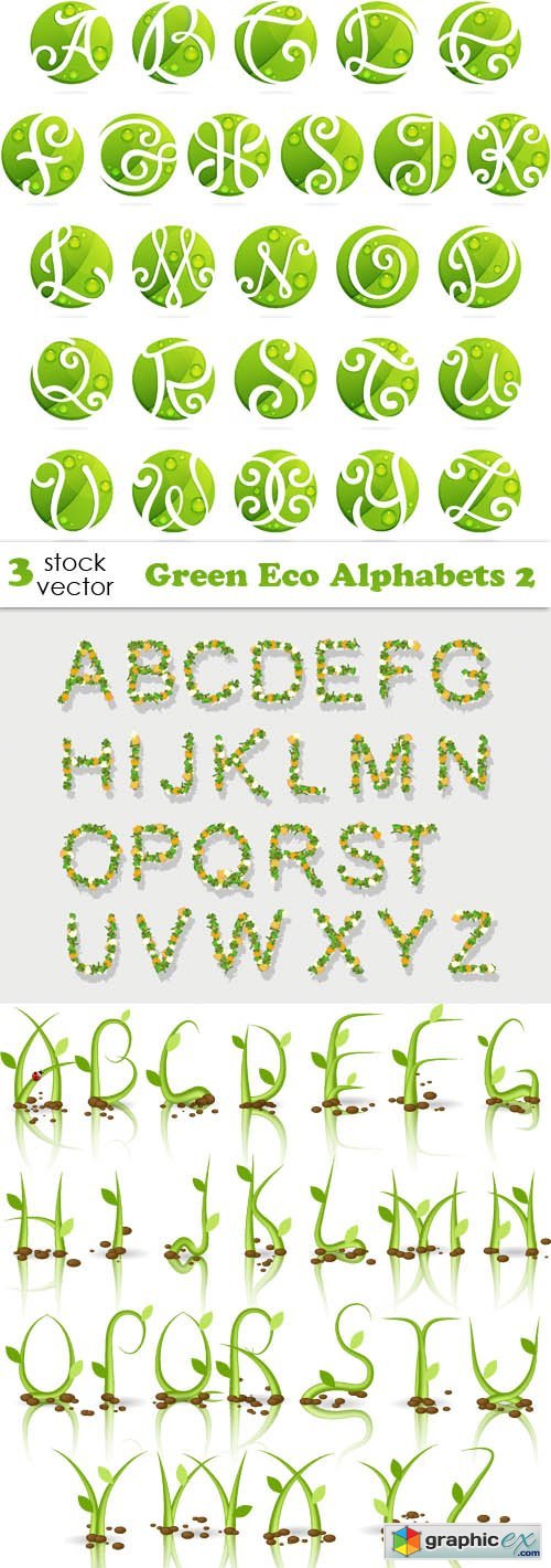 Vectors - Green Eco Alphabets 2