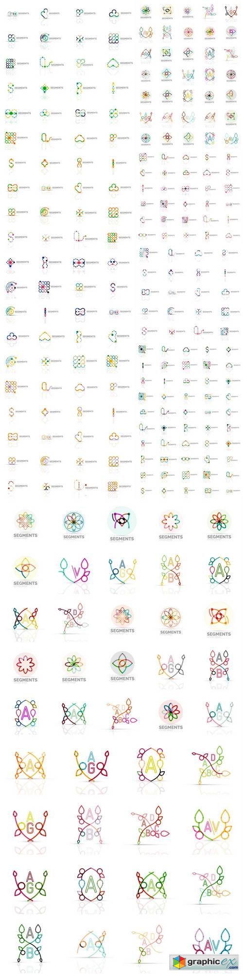 Set of Vector Linear Logotypes, Geometric Abstract Symbols, Elegant Icons