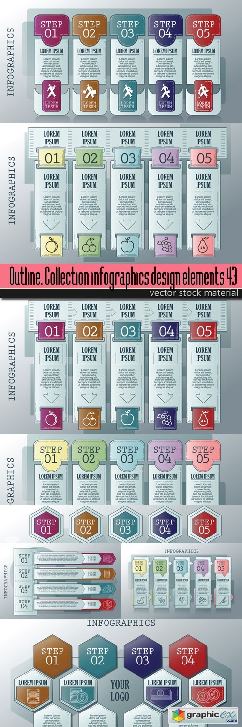Outline. Collection infographics design elements 43