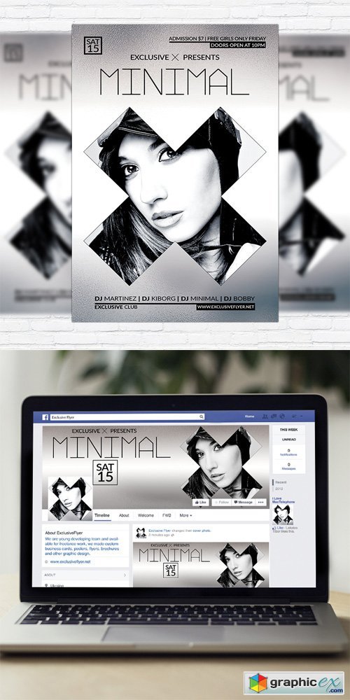 Minimal Party - Flyer Template + Facebook Cover