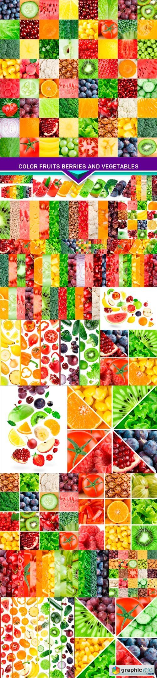 Color fruits berries and vegetables 25x JPEG