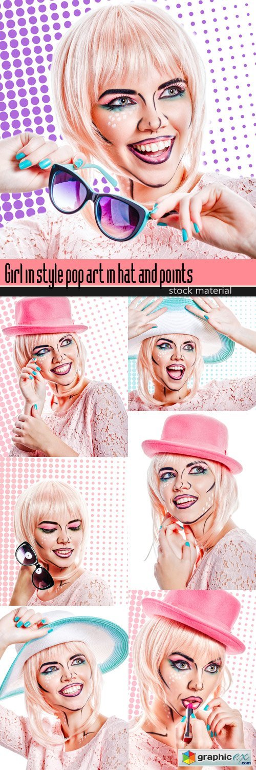 Girl in style pop art in hat and points