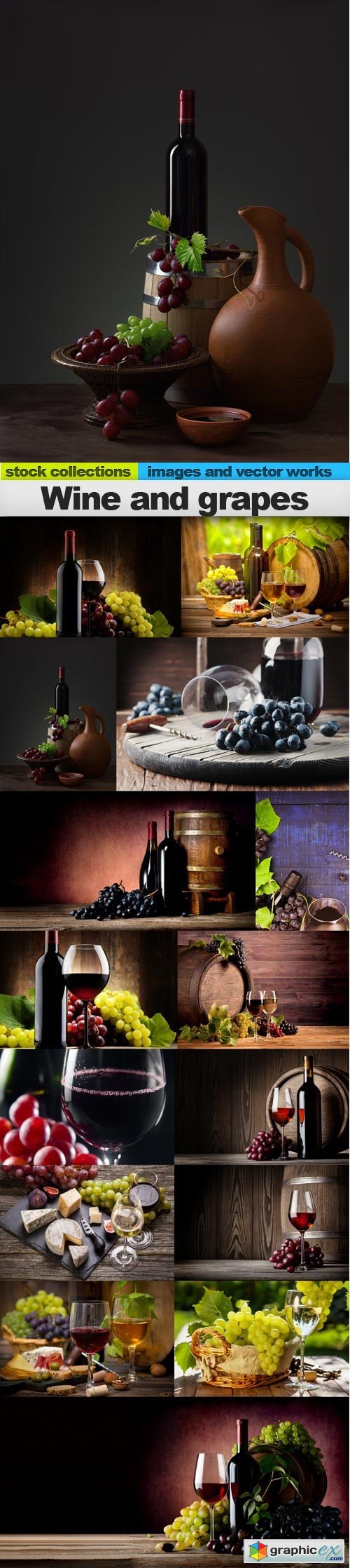 Wine and grapes, 15 x UHQ JPEG