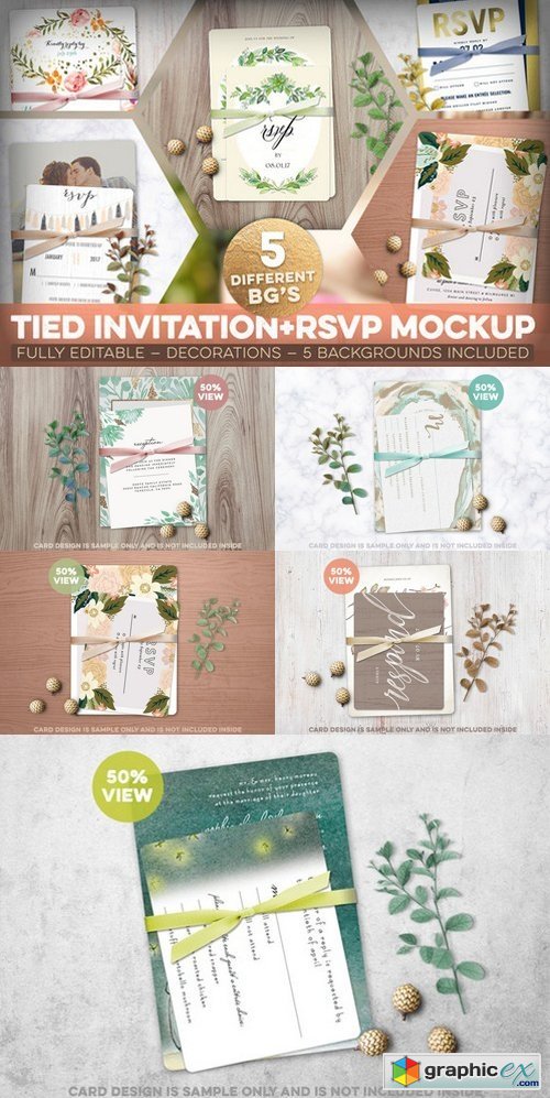 Tied Invitation+RSVP Mockup
