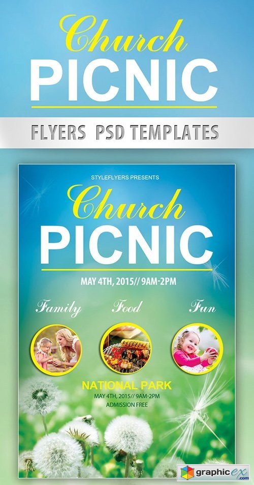 Church picnic Flyer PSD Template