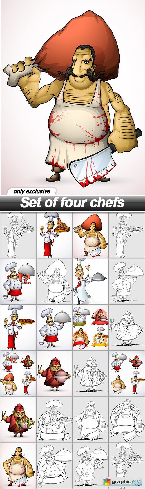 Set of four chefs - 23 EPS