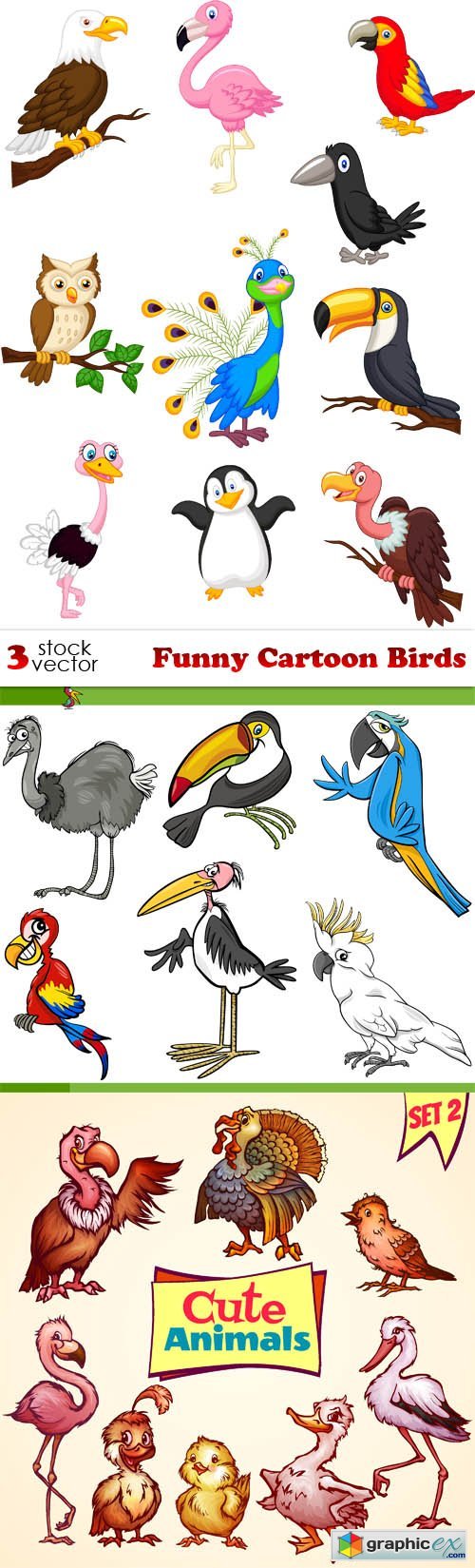 Vectors - Funny Cartoon Birds