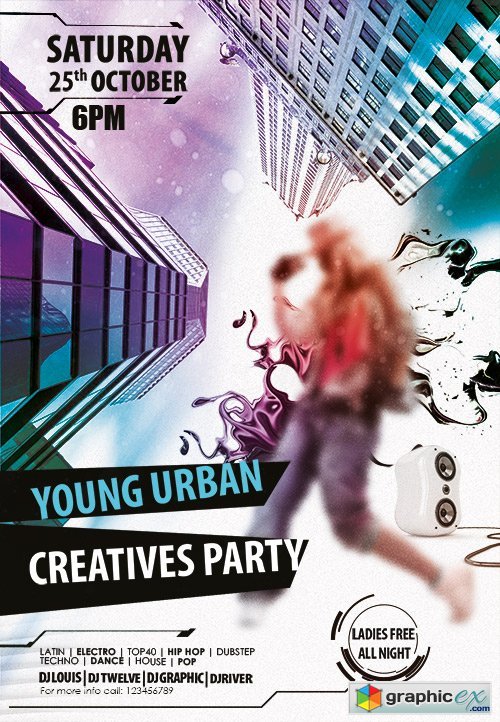 Young Urban Creatives Party Flyer PSD Template