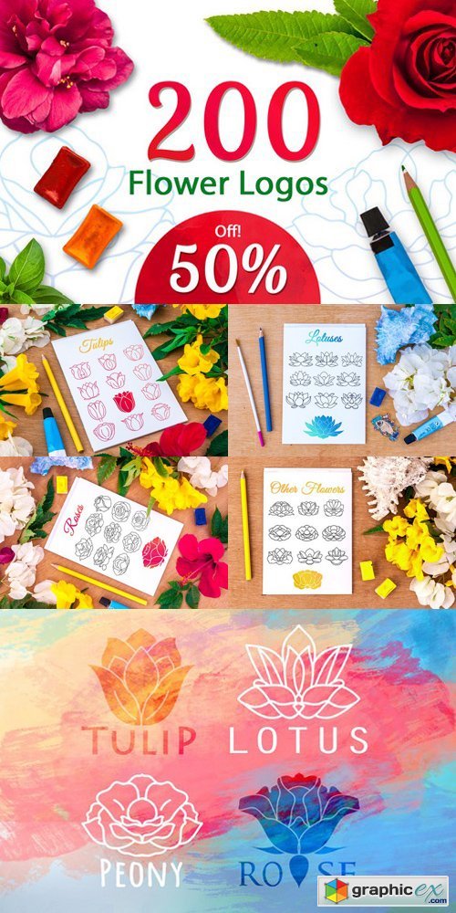 200+ Flower Logos Bundle