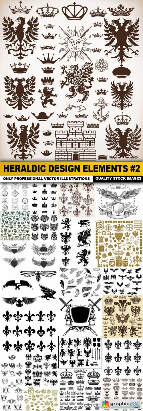 Heraldic Design Elements #2 - 25 Vector