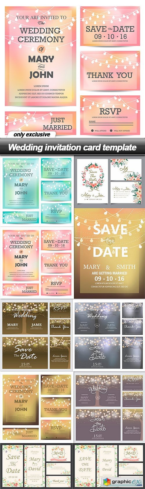 Wedding invitation card template - 10 EPS