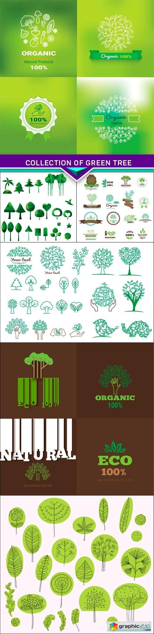 Collection of green tree , logos and icons 6x EPS