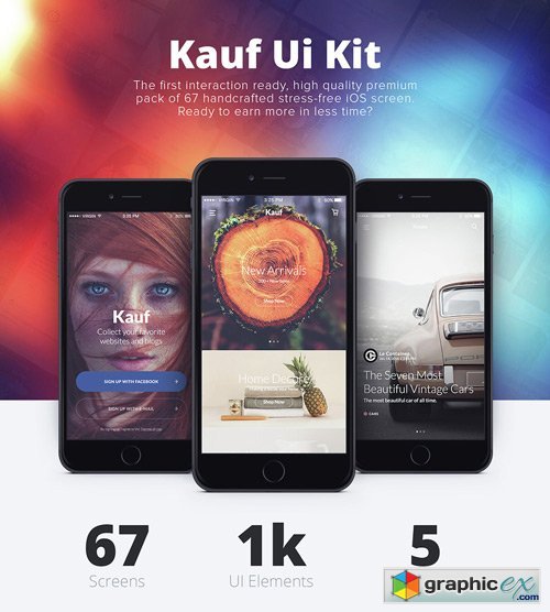 ThemeForest - Kauf iOS UI Kit - 67 Template for Sketch