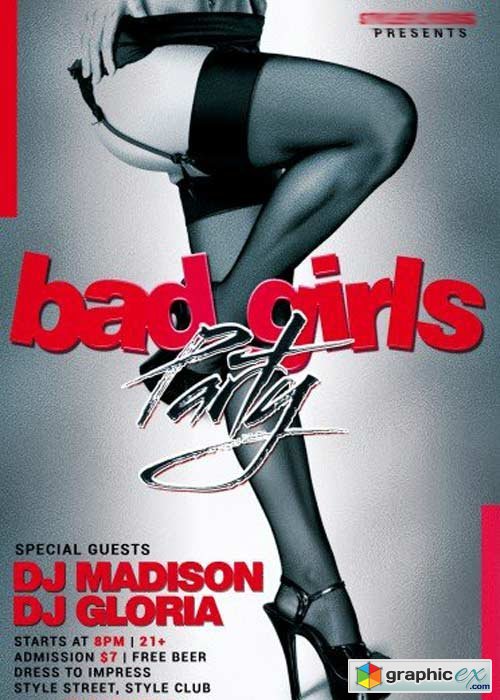 Bad Girls Party PSD Premium Flyer Template + Facebook cover