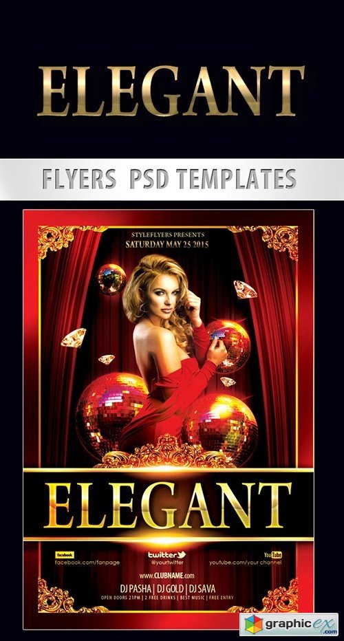 Elegant Flyer PSD Template + Facebook Cover