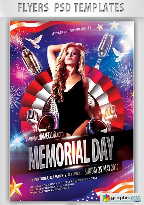 Memorial day Flyer PSD Template + Facebook Cover