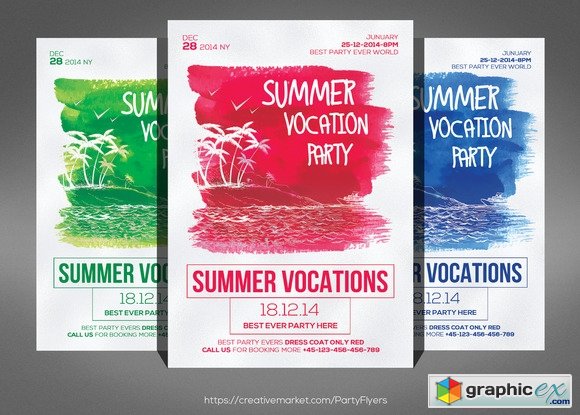 Summer Vacation Party Flyer Template