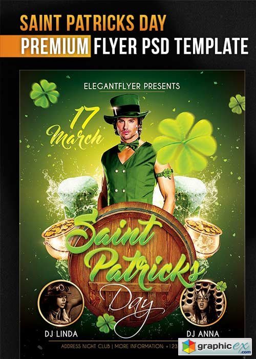 Saint Patricks Day Flyer PSD Template + Facebook Cover