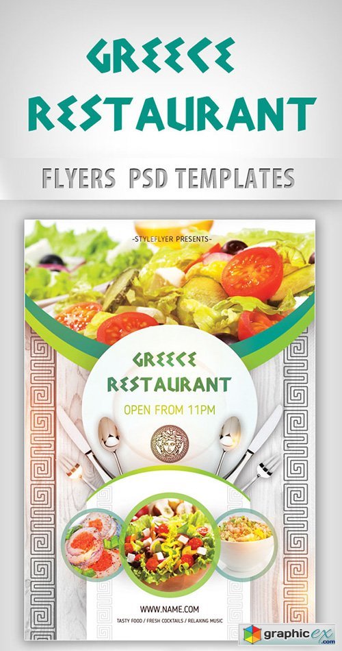 Greece Restaurant Opening Flyer PSD Template + Facebook Cover