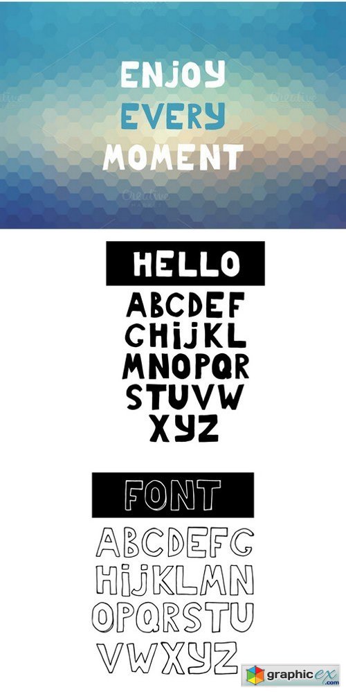 Hand sketched fonts 2 in 1. Vector