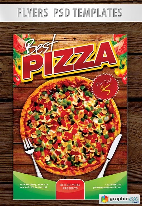 Best Pizza ad Flyer PSD Template + Facebook Cover