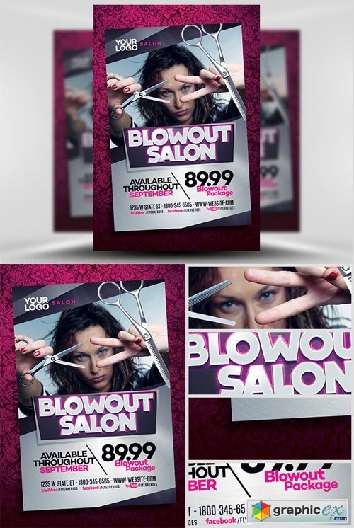 Blowout Hair Salon Flyer Template