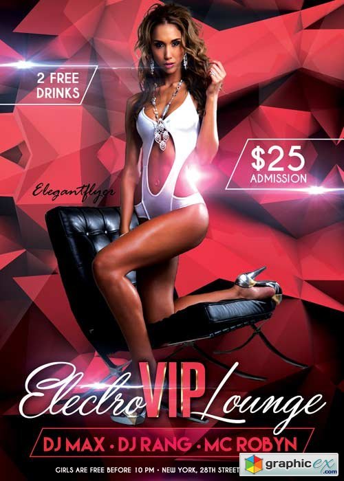 Electro VIP Lounge  Flyer PSD Template + Facebook Cover