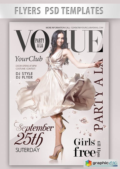 Party a la Vogue Flyer PSD Template + Facebook Cover