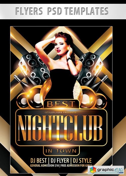 Best Nightclub in Town Flyer PSD Template + Facebook Cover