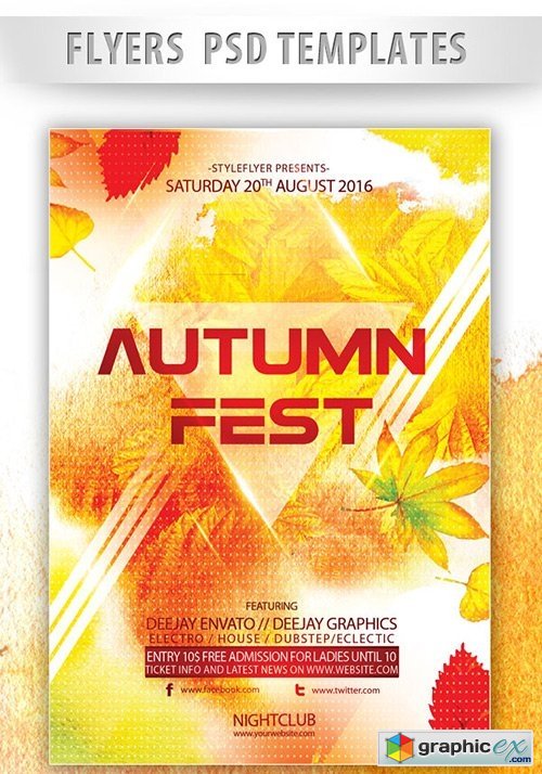 Autumn Fest Flyer PSD Template + Facebook Cover