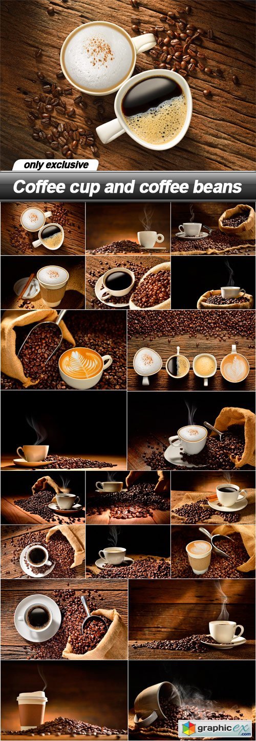 Coffee cup and coffee beans - 20 UHQ JPEG